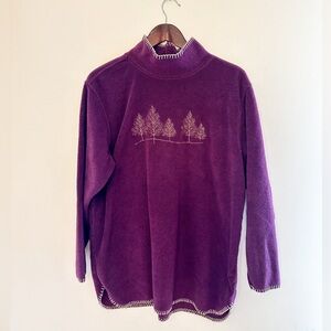 Purple fleece embroidered tree sweater